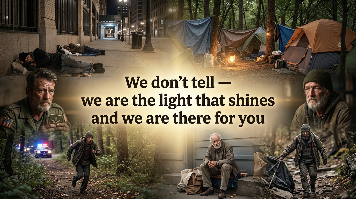 Heaven Sent hero collage showing homelessness and hope