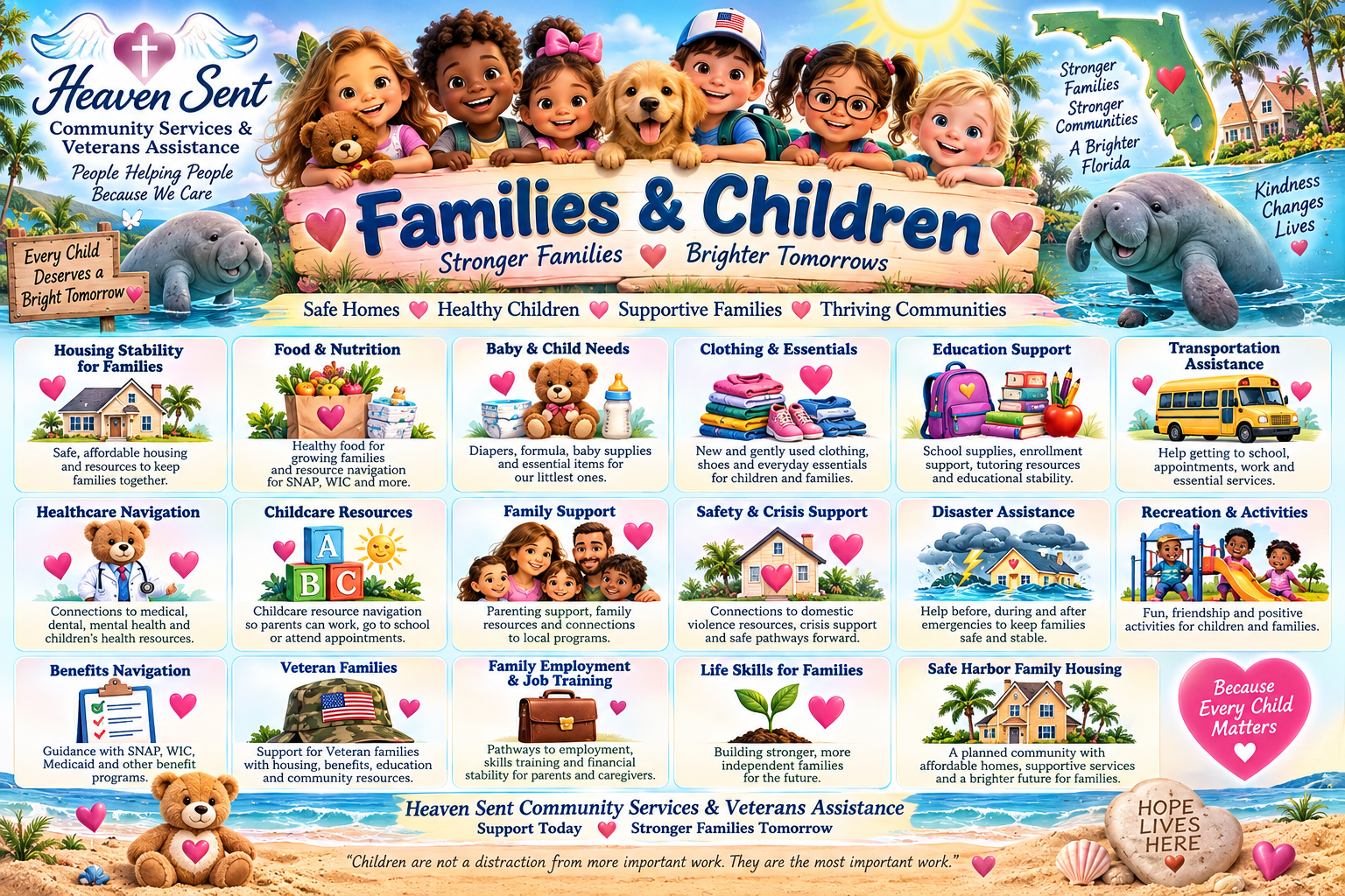 Heaven Sent Families and Children Support illustrated program guide