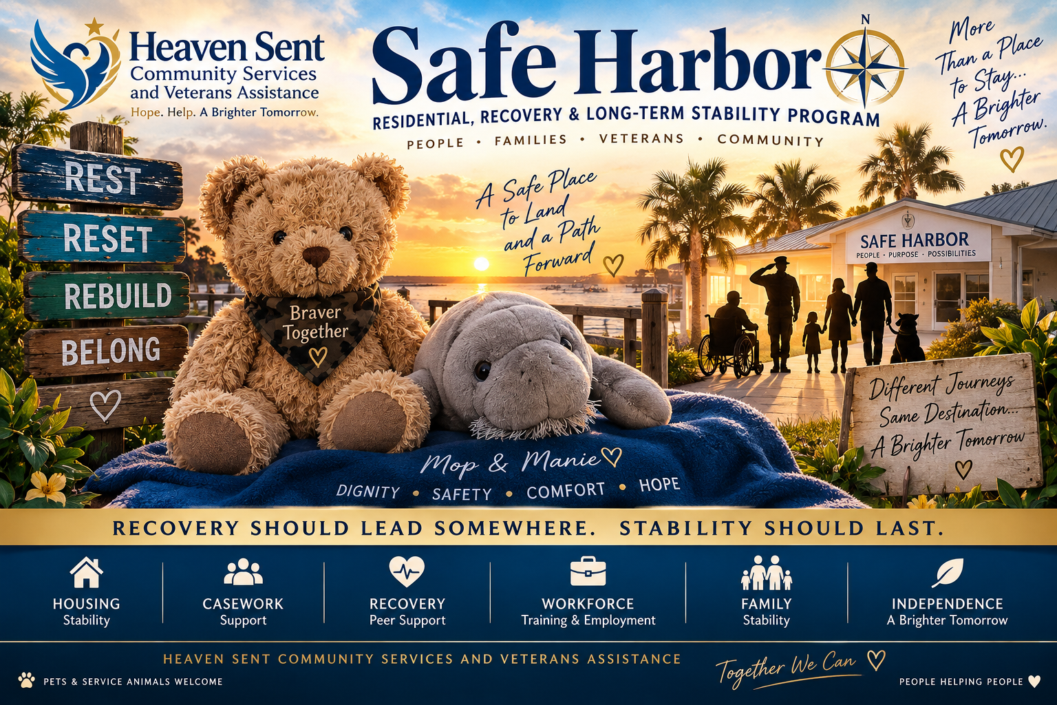 Mop and Manie, Heaven Sent's comfort and compassion mascots